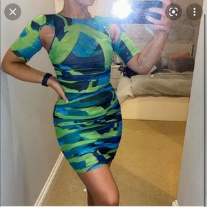 House of CB Letitia Multicolor Ruched Mesh Mini Dress